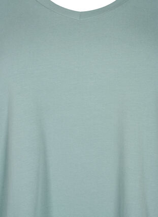 Zizzi Basic t-shirt in effen kleur met katoen, Chinois Green, Packshot image number 2