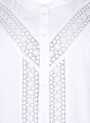 Zizzi Viscose blouse met kanten afwerking, Bright White, Packshot image number 2