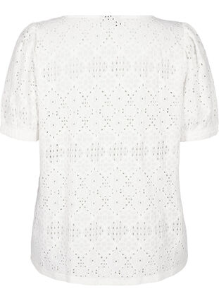 Zizzi Blouse met korte mouwen en patroon met kant, Bright White, Packshot image number 1