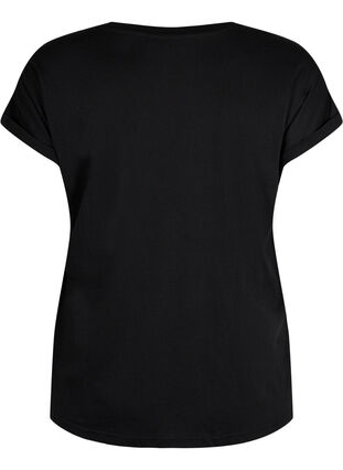 Zizzi T-shirt met korte mouwen van katoenmix, Black, Packshot image number 1