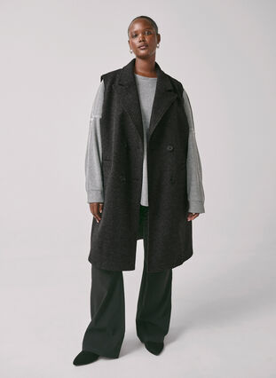 Zizzi Lang vest in wollen look, Dark Grey Melange, Image image number 0