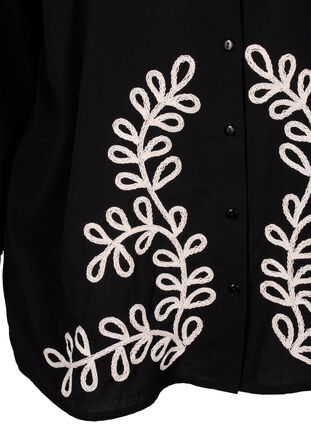 Zizzi Los katoenen shirt met borduursel, Black, Packshot image number 3