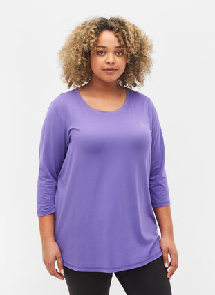 Zizzi Training blouse met 3/4 mouwen, Passion Flower, Model image number 0