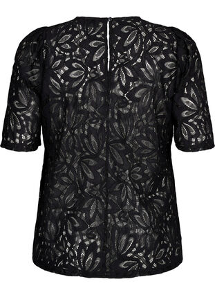 Zizzi Kanten blouse met korte mouwen, Black, Packshot image number 1