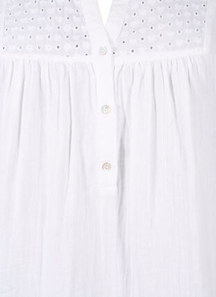 Zizzi Katoenen blouse met broderie anglaise en 3/4 mouwen, Bright White, Packshot image number 2