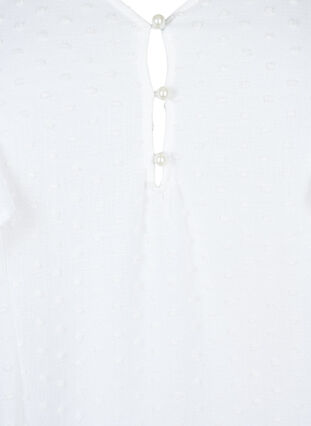 Zizzi Blouse met gestippelde textuur en korte mouwen, Bright White, Packshot image number 2