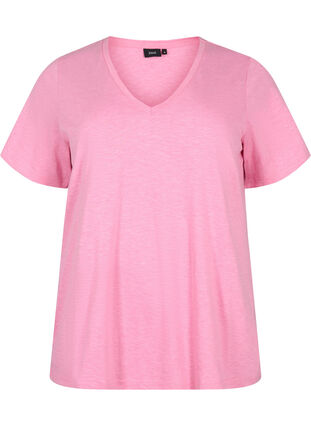Zizzi Basic t-shirt met korte mouwen en v-hals, Rosebloom, Packshot image number 0