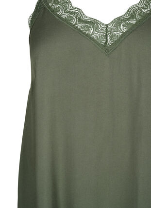 Zizzi Halflange jurk met bandjes van viscose met kant, Thyme, Packshot image number 2