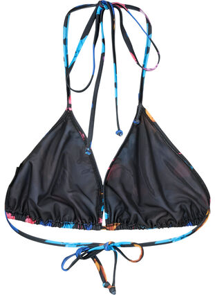 Zizzi Driehoekige bikinitop met print, Black Flower AOP, Packshot image number 1