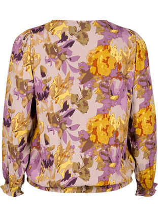 Zizzi Smock blouse met bloemenprint, Purple Flower, Packshot image number 1