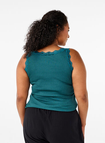 Zizzi Top with lace trim, Balsam, Model image number 1