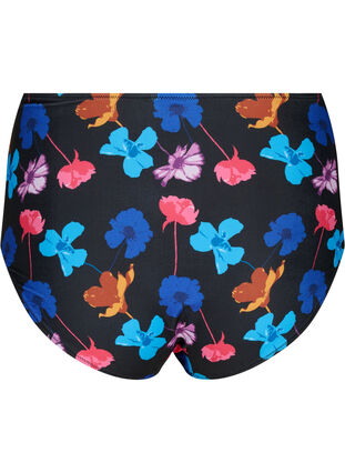 Zizzi Bikinibroekje met print en hoge taille, Black Flower AOP, Packshot image number 1