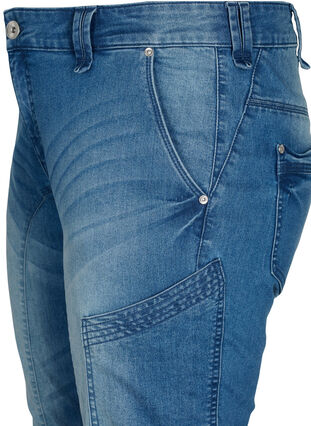 Zizzi Slim fit capri jeans met zakken, Light blue denim, Packshot image number 2