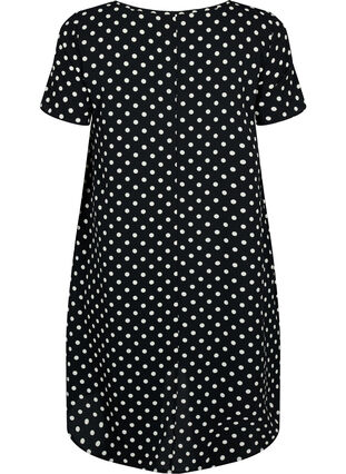 Zizzi Bedrukte jurk met korte mouwen, Black w. Dots, Packshot image number 1
