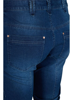 Zizzi Slim fit capri jeans met zakken, Dark blue denim, Packshot image number 3