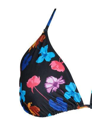 Zizzi Driehoekige bikinitop met print, Black Flower AOP, Packshot image number 2