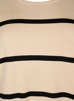 Zizzi Gebreide viscose blouse met strepen, Feather Gray Comb, Packshot image number 2