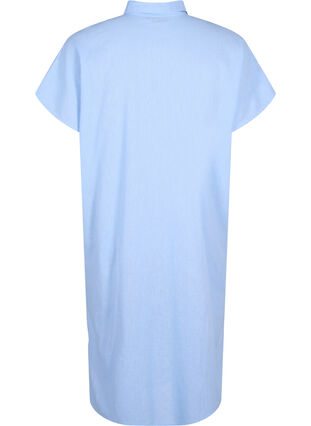 Zizzi Lang shirt van katoenmix met linnen, Serenity, Packshot image number 1