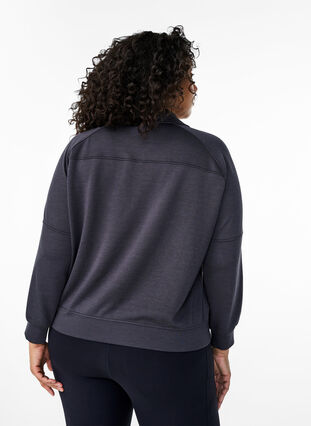 Zizzi Sportief sweatshirt met hoge hals en ritssluiting, Asphalt, Model image number 1