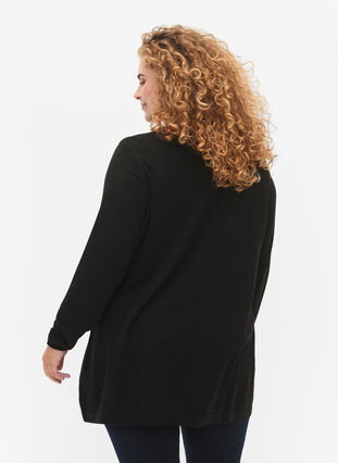 Zizzi Gebreide blouse gemaakt van katoen en viscose., Black, Model image number 1