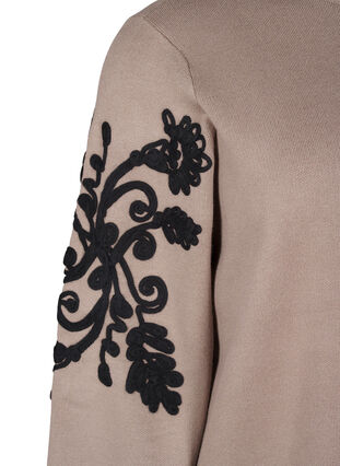 Zizzi Gebreide blouse met borduursel, Desert Taupe Comb, Packshot image number 2