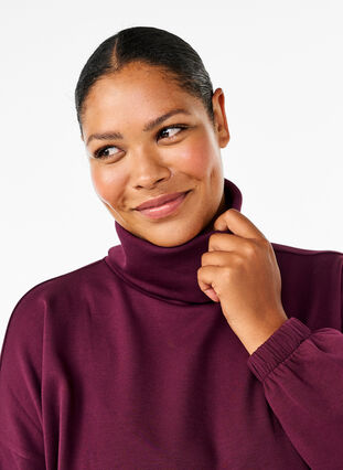 Zizzi Blouse met turtleneck in modalmix, Fig, Model image number 1