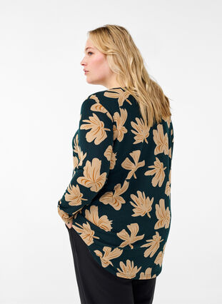 Zizzi Gebloemde blouse met lange mouwen, Scarab Big FlowerAOP, Model image number 1