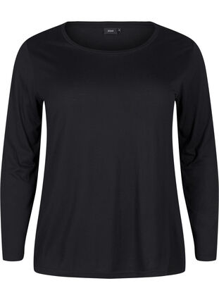 Zizzi Blouse met lange mouwen van wol en viscose, Black, Packshot image number 0