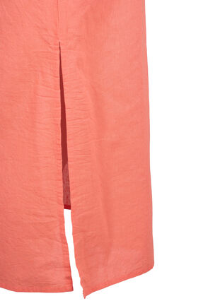 Zizzi Mouwloze jurk van katoenmix met linnen, Living Coral, Packshot image number 4