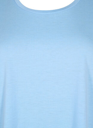 Zizzi T-shirt met korte mouwen van katoenmix, Serenity, Packshot image number 2