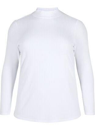 Zizzi Getailleerde Blouse van viscose met hoge hals., Bright White, Packshot image number 0