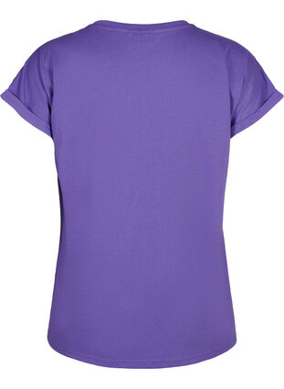 Zizzi T-shirt met korte mouwen van katoenmix, ULTRA VIOLET, Packshot image number 1