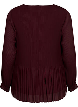 Zizzi Geplooide blouse met lange mouwen en V-hals, Fudge, Packshot image number 1