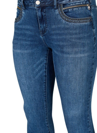 Zizzi Superslanke Sanna jeans met klinknagels, Blue Denim, Packshot image number 2