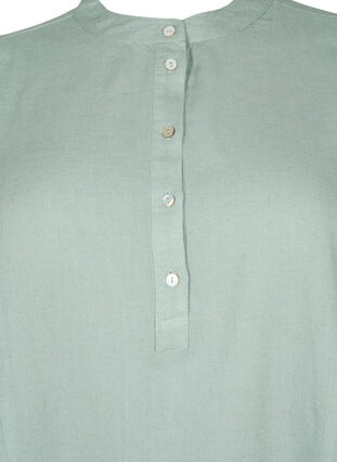 Zizzi Viscose-Linen Mix Shirt Blouse met 3/4 Mouwen, Chinois Green, Packshot image number 2