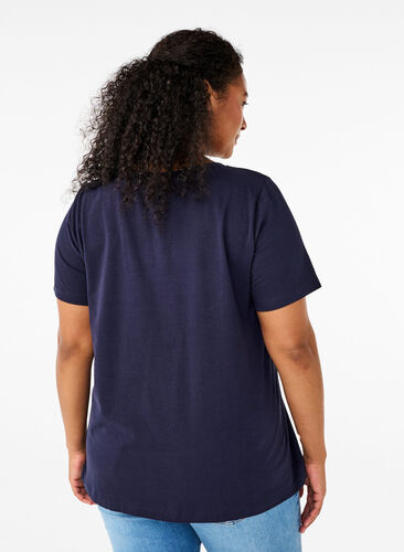 Zizzi Effen basic T-shirt van katoen, Night Sky, Model image number 1