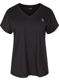 Losvallend sport T-shirt met V-hals, Black