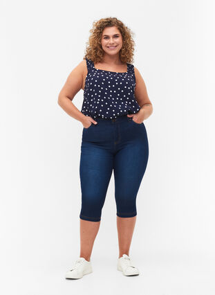 Zizzi High waist Amy capri jeans met super slim fit, Blue Denim, Model image number 0