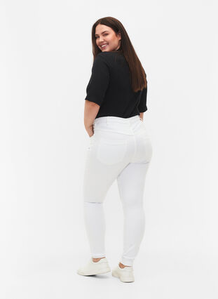 Zizzi Super slim Amy jeans met hoge taille, White, Model image number 1