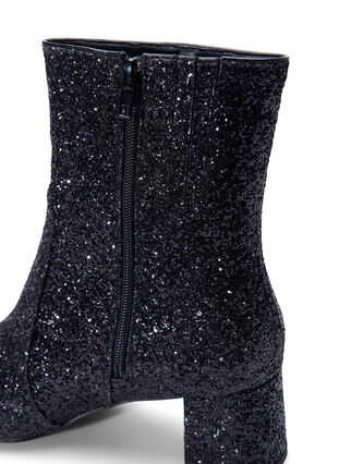 Zizzi Wide fit - Enkellaarzen met glitter, Black, Packshot image number 2