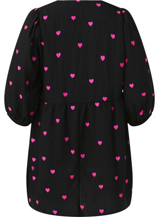 Zizzi Tuniek met harten en 3/4 mouwen, Black Emb. Heart, Packshot image number 1