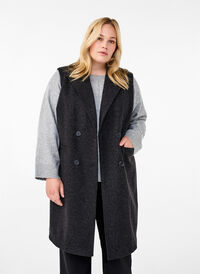 Lang vest in wollen look, Dark Grey Melange, Model