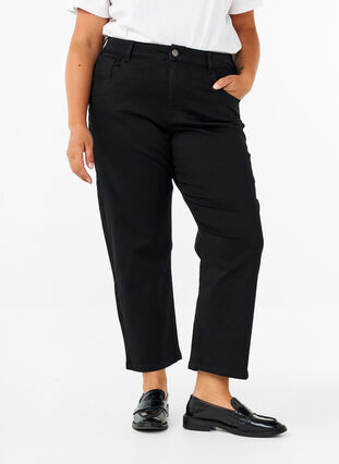 Zizzi Geknipte Vera jeans met rechte pasvorm, Black, Model image number 2