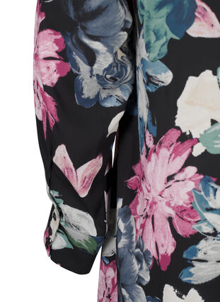 Zizzi Jurk met lange mouwen en bloemenprint, Rose Flower AOP, Packshot image number 3