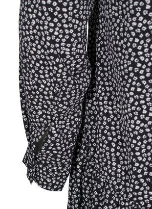 Zizzi Midi jurk met lange mouwen, Black Small Flower, Packshot image number 3