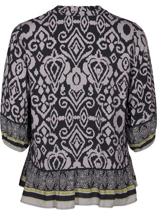 Zizzi Blouse met print en 3/4 mouwen, Black AOP, Packshot image number 1