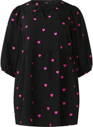 Tuniek met harten en 3/4 mouwen, Black Emb. Heart