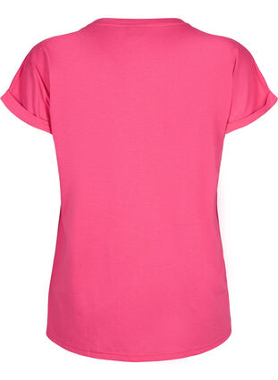 Zizzi T-shirt met korte mouwen van katoenmix, Raspberry Sorbet, Packshot image number 1