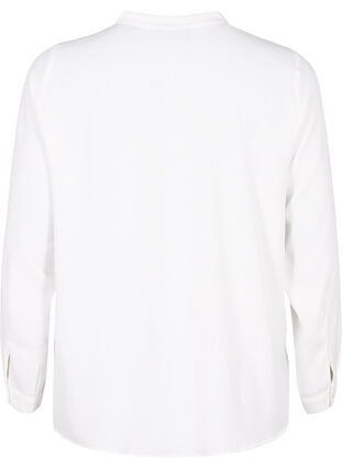 Zizzi Blouse met lange mouwen en V-hals, Bright White, Packshot image number 1