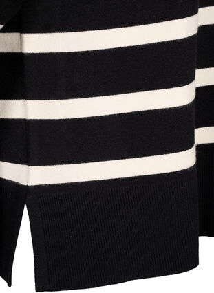 Zizzi Gebreide blouse met 3/4 mouwen en strepen, Black Birch Stripes, Packshot image number 3